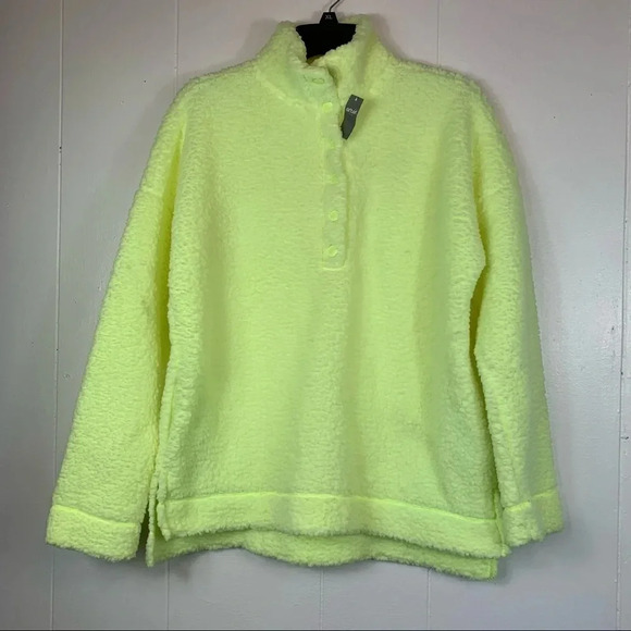 Aerie by American Eagle Neon Sherpa Pullover Oversize Sweater Hightlighter - Picture 1 of 11